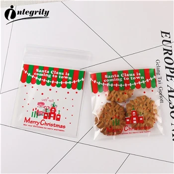 {D& P 100pcs 10X10+ 3 см Рождество печенья конфеты упаковки хлеба самоклеящаяся Пластик печенье закуски выпечка посылка милые сумки через плечо - Цвет: CUTE 9