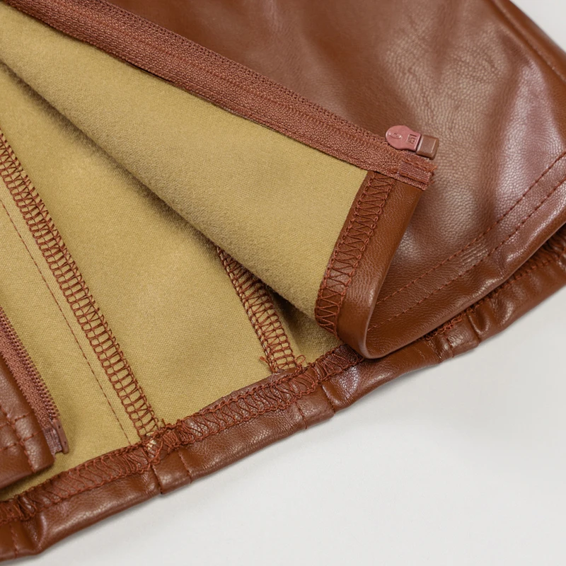 

NewAsia Leather Bustier Tops Bodycon Boning Solid Color Strapless Brown Crop Tank Top Women Ladies Casual Fashion Basic Corset