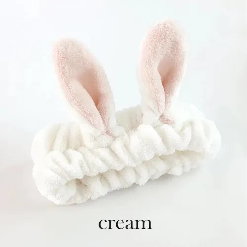 Cream Милые эластичные ободки с кошачьими ушками для женщин, девушек, макияж, мытье лица, повязка для волос, маска для лица, повязка для волос, аксессуары для волос - Цвет: Cream