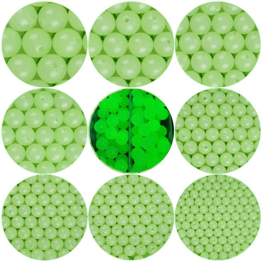 

Бусины рыболовные пластиковые, светящиеся в темноте, для ловли карпа, 100 шт.