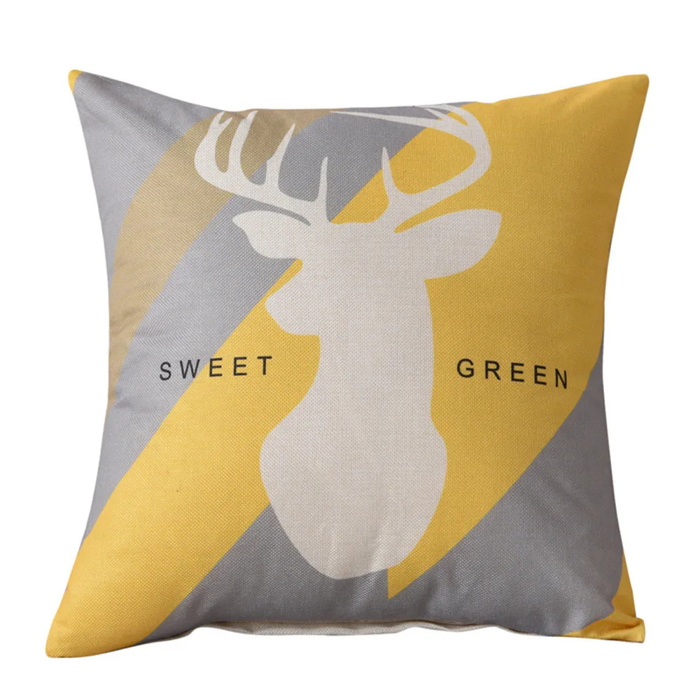 Подушка в скандинавском стиле с геометрическим рисунком оленя | Дом и сад