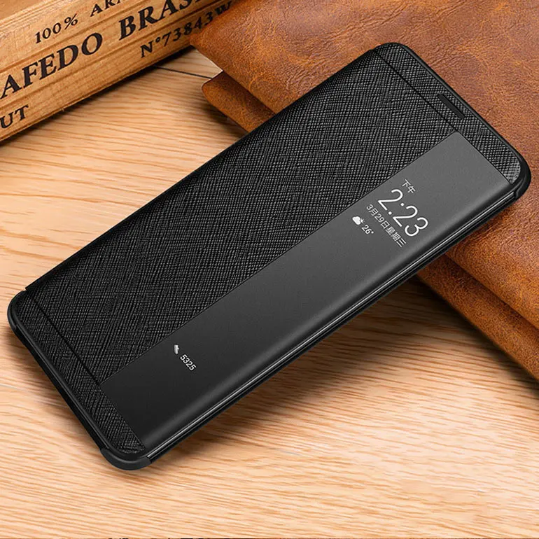 Для Porsche дизайн huawei mate RS чехол Роскошный кожаный Смарт флип-чехол с окошком для просмотра полная защита бизнес-mate RS чехол для телефона - Цвет: Черный