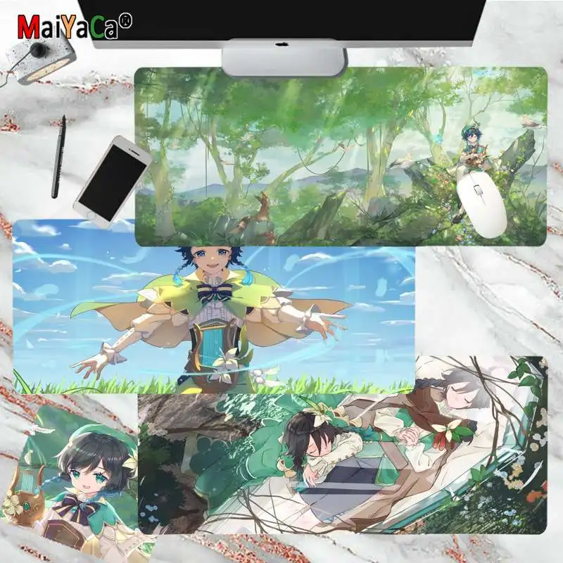 

MaiYaCa Genshin Impact Venti Gaming Player desk laptop Rubber Mouse Mat Size for large Edge Locking Speed Version Keyboard Pad