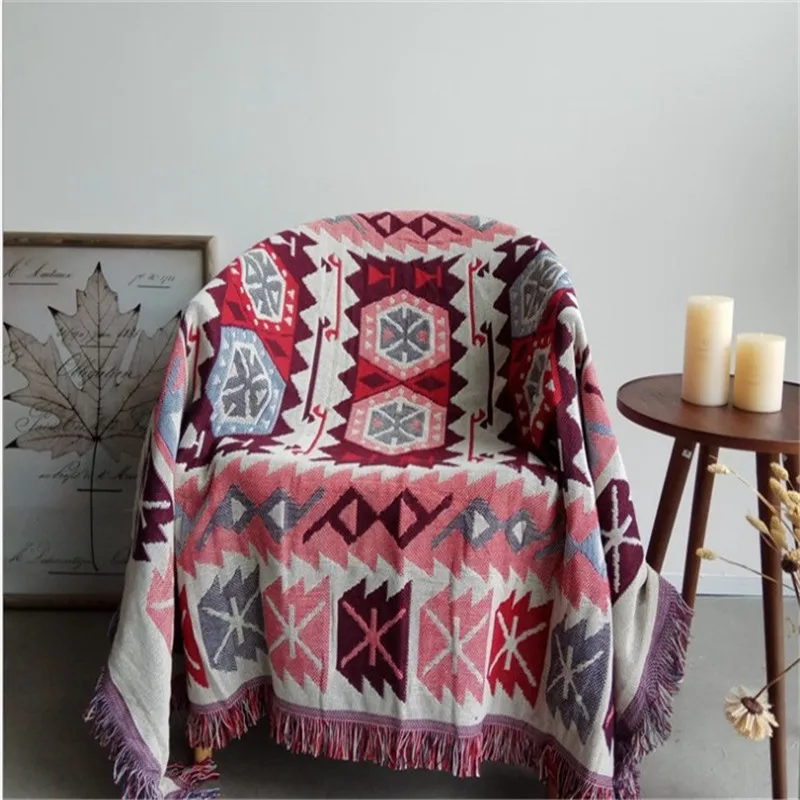 Плед для дивана с геометрическим рисунком скандинавский ковер искусственное