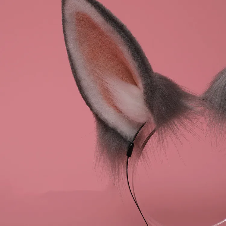 Реалистичная повязка на голову с пушистыми ушками кролика плюшевый хвост