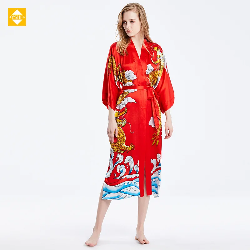 

Hangzhou 100% Silk summer new kimono fabric can be elegant and comfortable long home wear