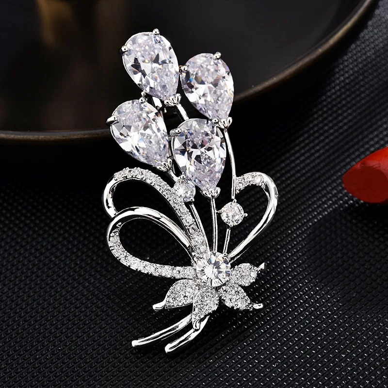 

Zircon Flower Brooch Simple Fashion Brooches Pin Clothing with Jewelry Flower Brooch Wholesale