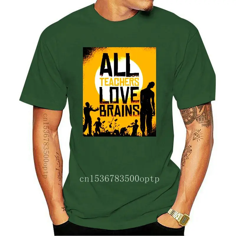 

Дизайн учителя любит мозги зомби Хэллоуин-мужская футболка Спортивная футболка