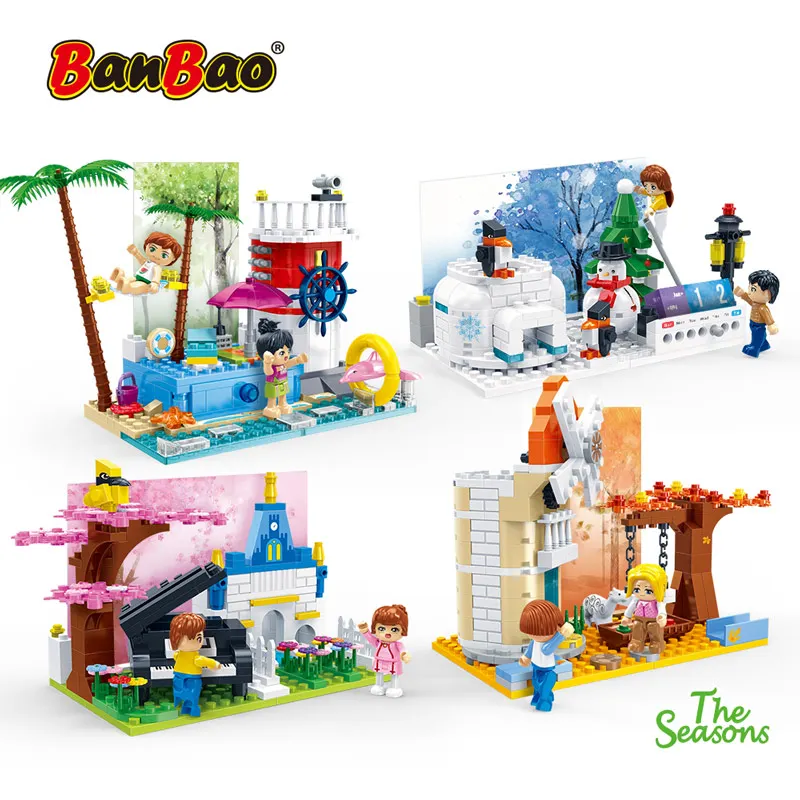 banbao four seasons spring pencil vase photo frame phone holder building blocks office tools for valentines girl boy friend gift free global shipping