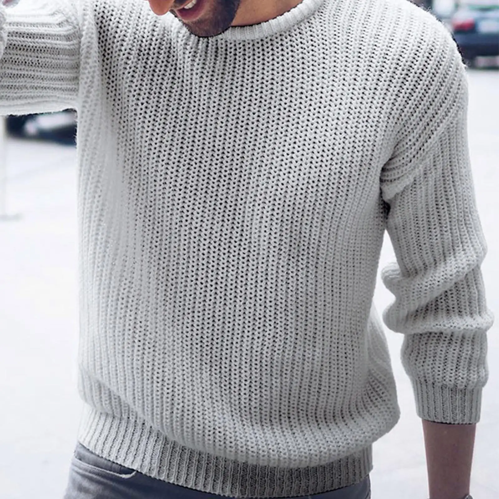

Men Autumn Winter Solid Color O Neck Long Sleeve Knitted Sweater Pullover Top Male Outwear Slim Knitted Sweater Solid Jumpers