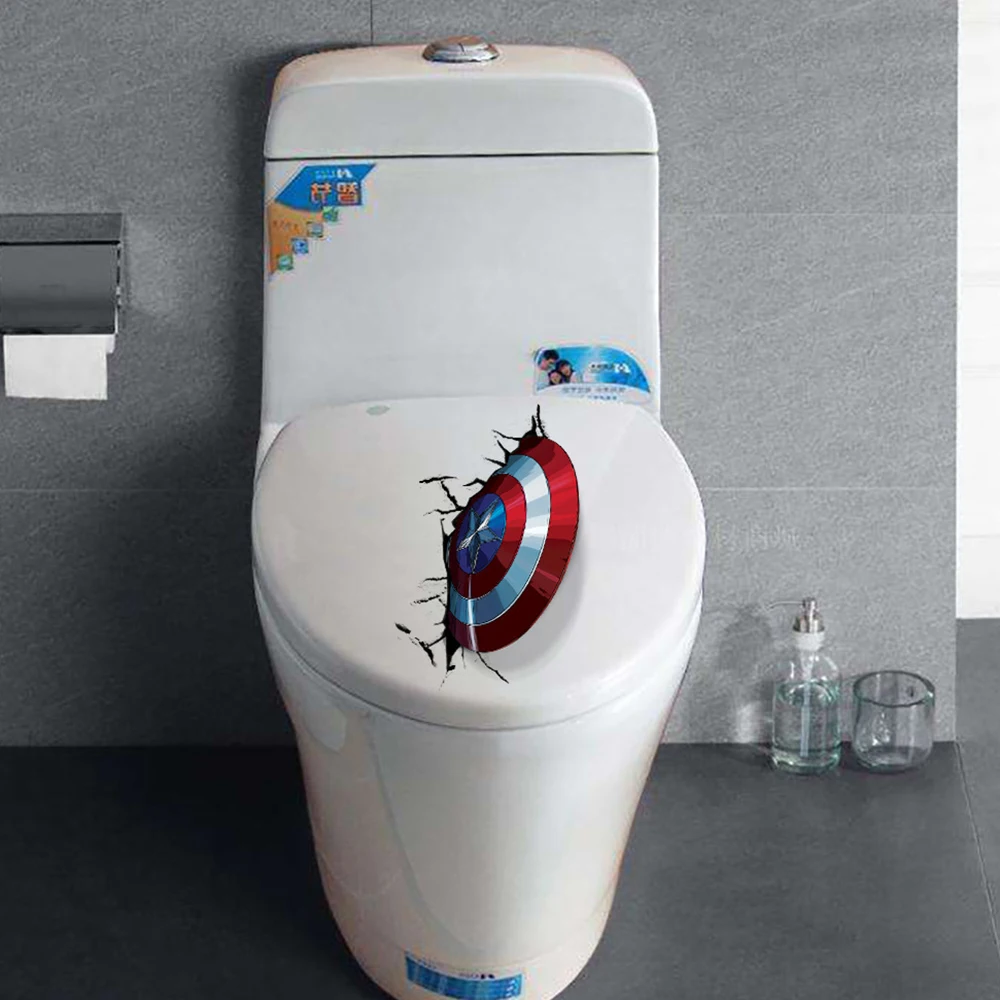 3D Vivid Капитан Америка щит через декоративные настенные наклейки для декора