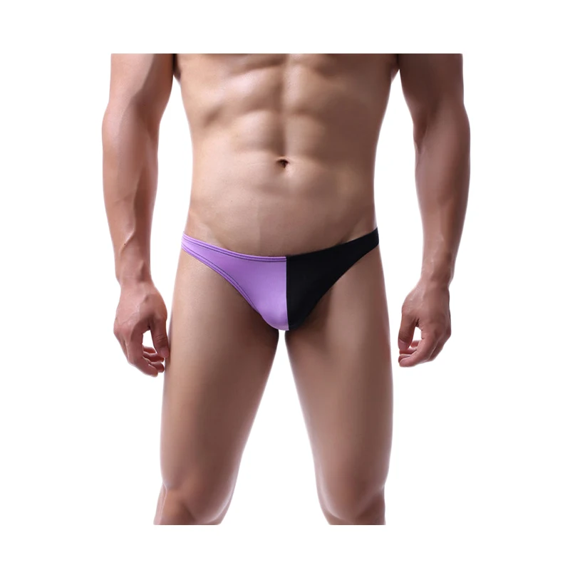 3PCS Men's Underwear Patchwork Bikini Breathable Underpants Contrast Color Jockstrap Briefs Underpants Thong T-Back Briefs Nylon
