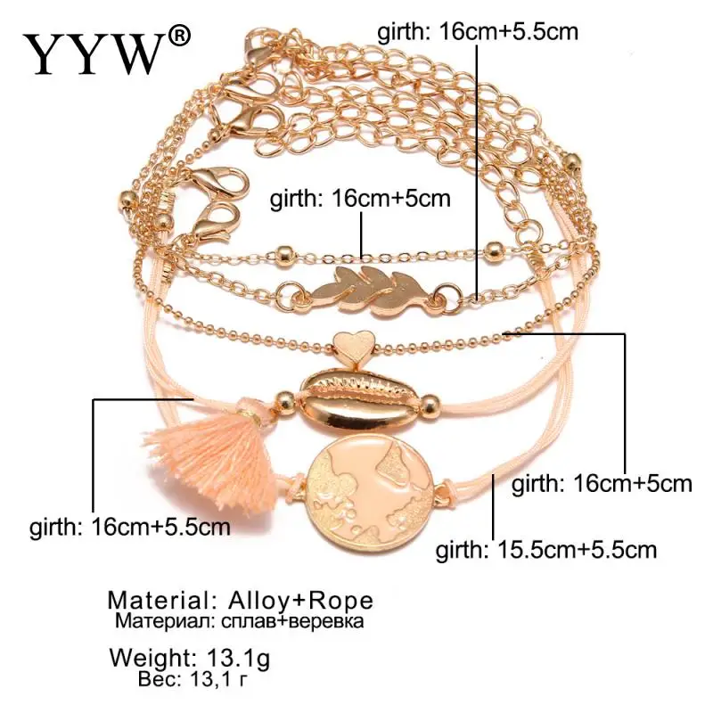 Модные 5 шт браслет набор нейлон хлопок шнур кисточкой элегантные женские