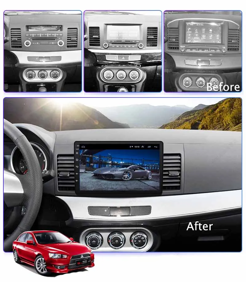 10 1 дюймовый автомобильный DVD плеер Wanqi 0 с GPS навигацией для Mitsubishi Lancer 2007 2008 2009 2010 2011