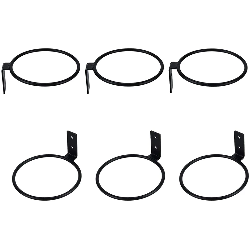 

4 Inch Flower Pot Holder Ring Wall Mounted 6 Pack Metal Planter Hooks Hangers Wall Bracket,Black