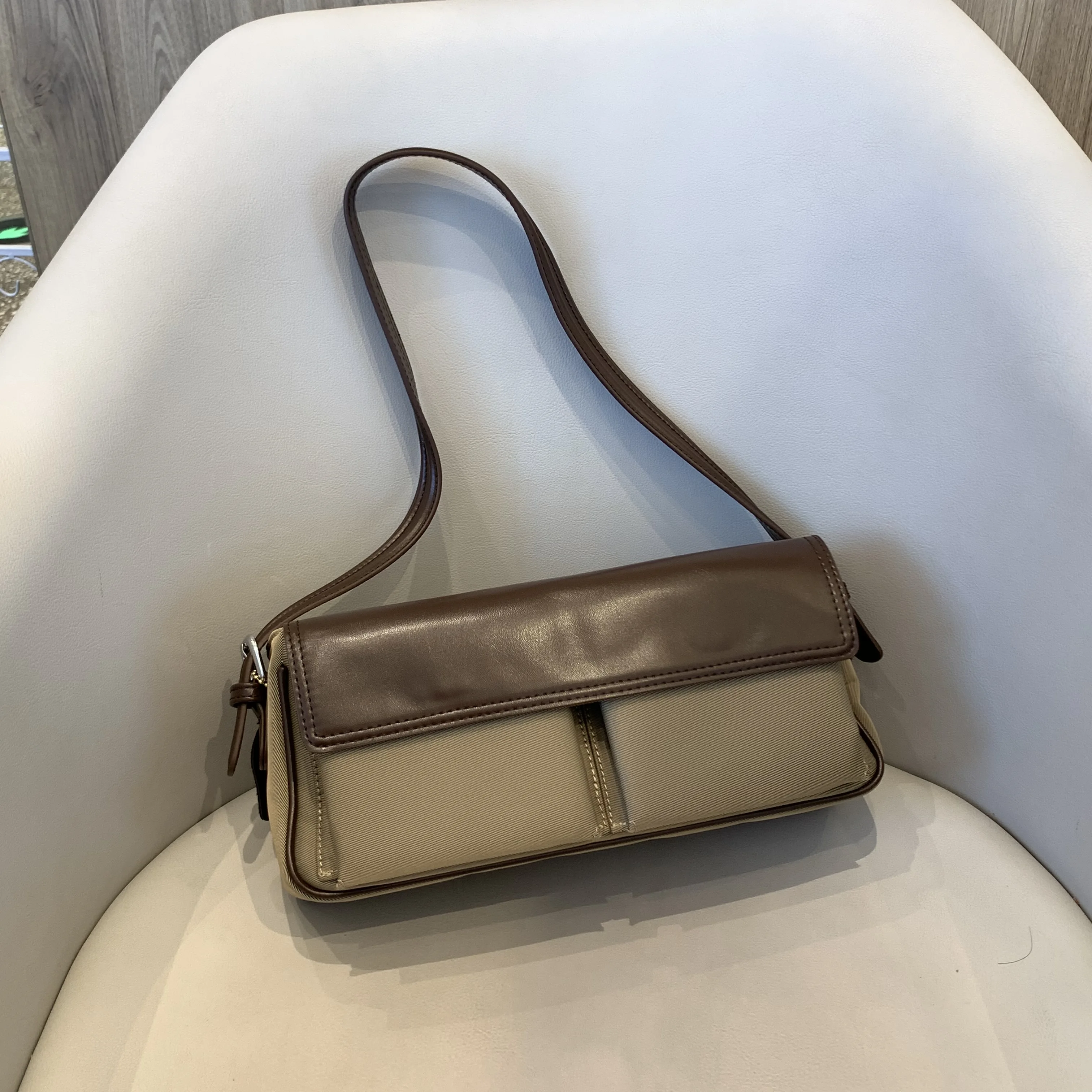 

Hiboom 2020 Fashion Shape Bags Women Shoulder Bag Crocodile Pattern Double Pocket Underarm Bag Luxury Oxford Handbag