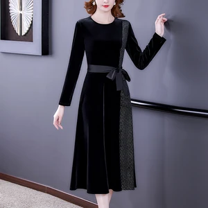 ZUOMAN Women Autumn & Winter Elegant Velvet Dress Festa Female Event Party Robe High Quality Lace Designer Vintage Vestidos