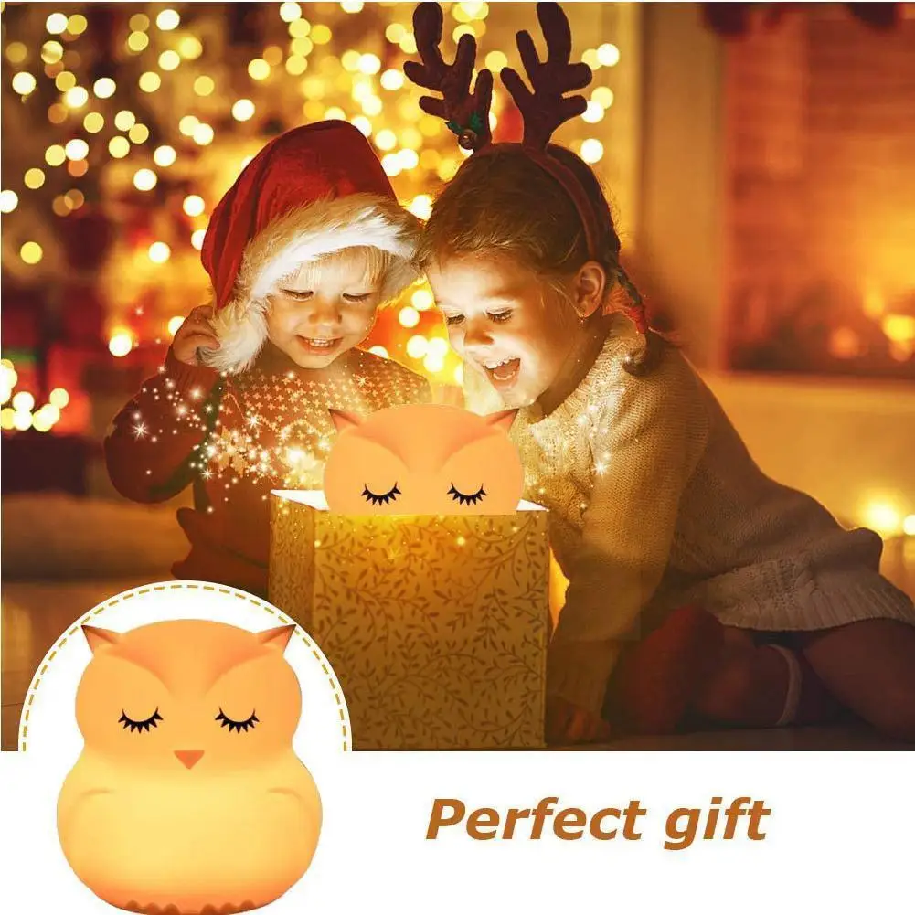 

Christmas Gift Atmosphere Night Light Colorful Owl Pat Cute Light USB Remote Control Light Bedside Pet Cartoon Light Night R1B2