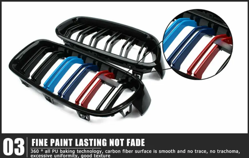 

Pair Singal Slat For BMW X1 E84 2011-2015 Kidney Grille Sport Front Hood Grill Car Accessories Gloss Black M Color