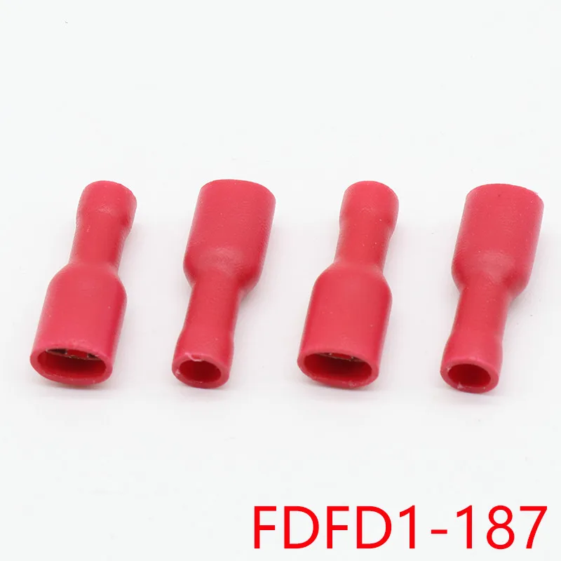 

FDFD1-187 FDFD1.25-187 insulating Female Insulated Electrical Crimp Terminal Connectors 100PCS/Pack Cable Wire Connector FDFD