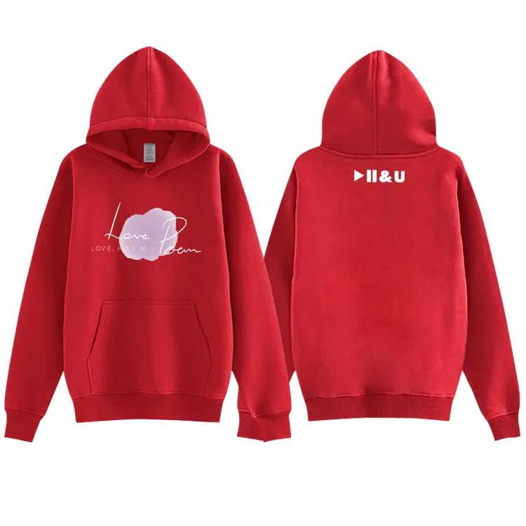 fleece Мода kpop iu концертная любовь стихотворение же печати флис/легкие свободные кофты унисекс iu пуловер Свободный свитшот 4 цвета - Цвет: fleece