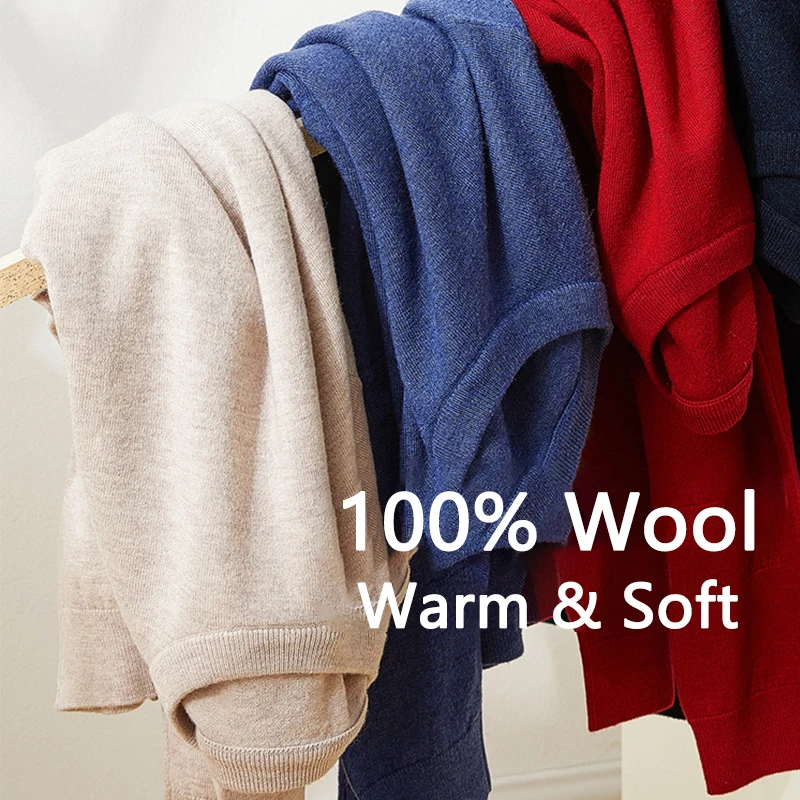 Мужской шерстяной пуловер из 100% мериносовой шерсти зимние теплые джемперы
