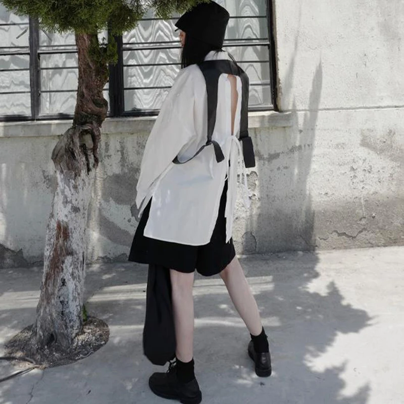 

Women Loose Fit Black Pu Leather Irregular Casual Vest New V-collar Sleeveless Fashion Tide Spring Summer 2021 E099