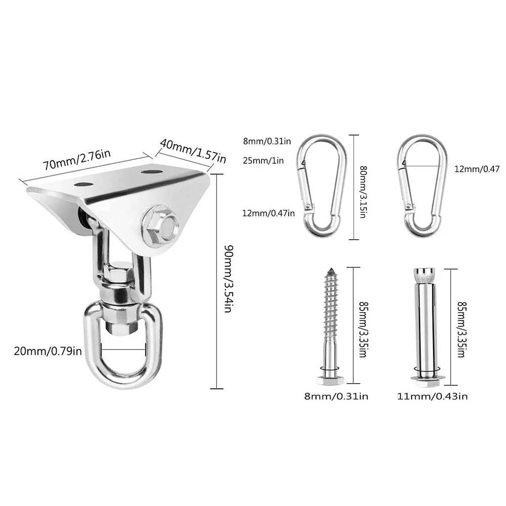 

Ceiling Wall Mount Hook Heavy Duty Swing Hooks Stainless Steel Chair Hanging With Bolts Carabiners For Hammock Ceiling Supplies