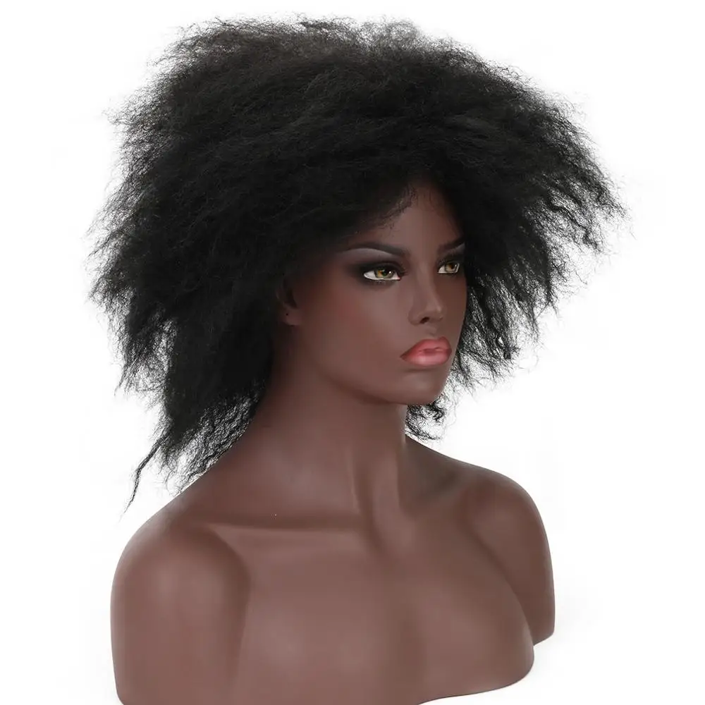 Бесплатная красота 20 дюймов длинный курчавый прямой афро парик натуральные
