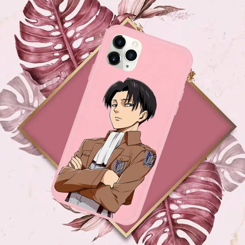 

Attack On Titan amime Phone Case Pink Candy Color for iPhone 11 12 mini pro XS MAX 8 7 6 6S Plus X SE 2020 XR