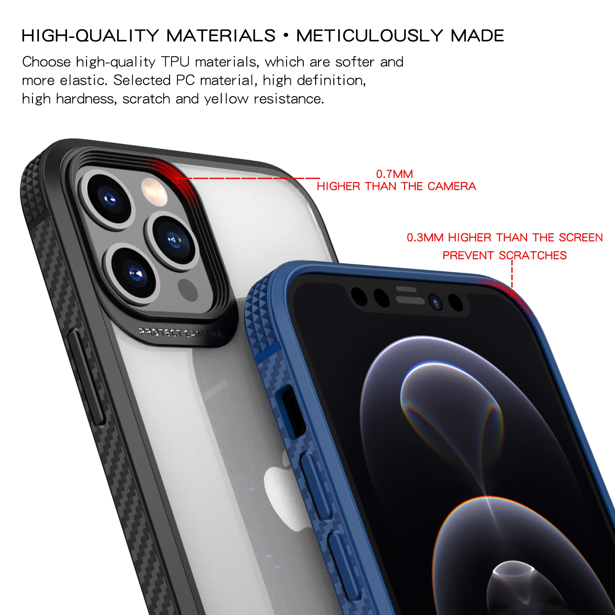Чехол IPAKY для iPhone 12 ТПУ PC Pro бампер из углеродного волокна матовая прозрачная