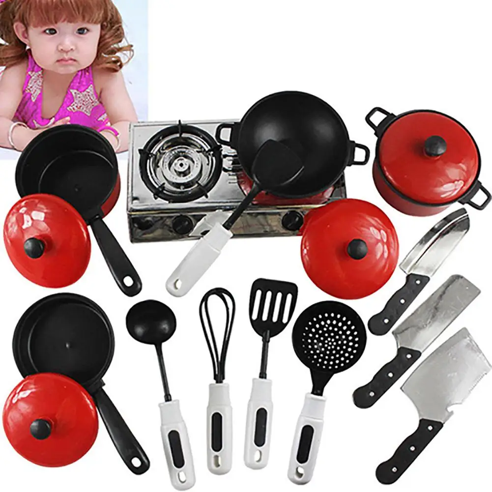 

Kids Play Toy Kitchen Cooking Food Utensils Pans Dishes Cookware Supplies