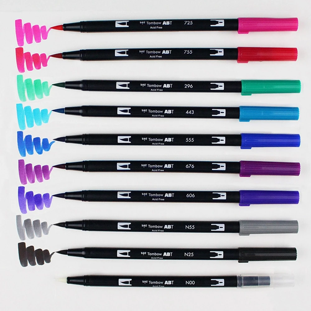 Tombow ABT Dual кисть для рисования каллиграфии набор ручек яркий 10 Pack осветление