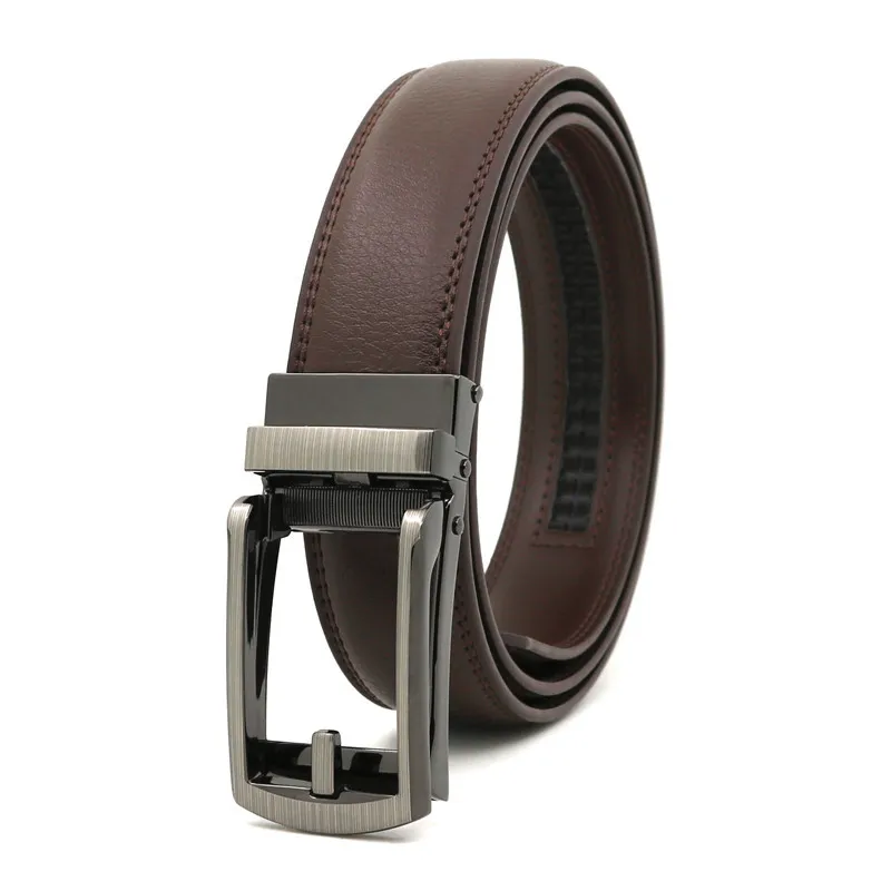 Click Belt fake needle belt with automatic buckle men's two-layer cowhide leather belt