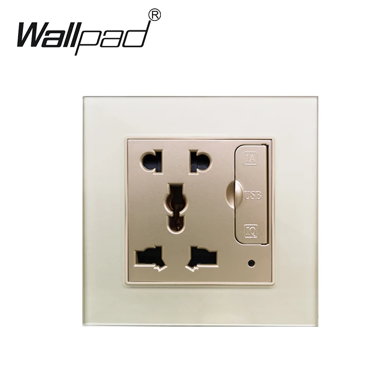 5 контактов универсальная розетка стеклянная панель Wallpad А 2 USB порта для зарядки
