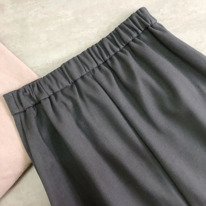 

Autumn Black Woolen A-Line Women's Skirts Elastic Waist Zipper Split Female Skirt Solid Simple All-Match Elegant Ladies Bottom