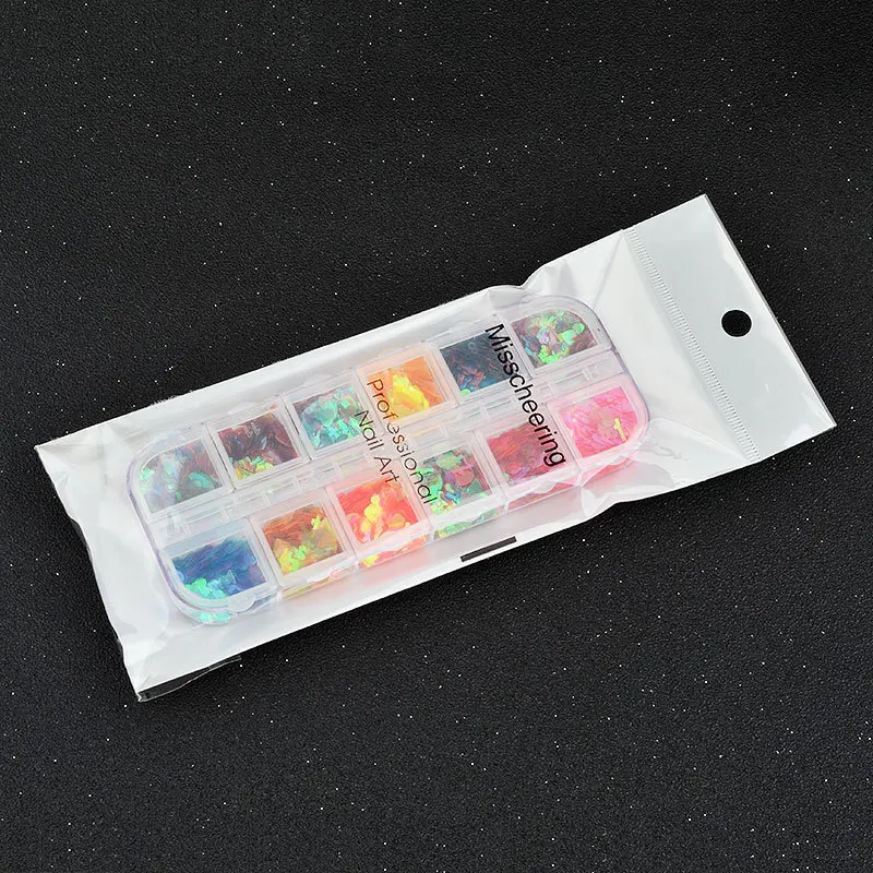 

Japanese Nail Art Laser Glitter Sequins Set 12 Color Light Turn Onion Powder Nail Jewelry Mermaid Magic Color Nail Sequin