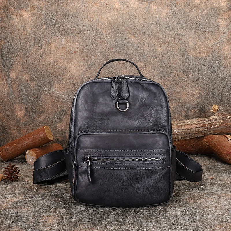 

FCTOSSR 2019 new retro backpack leather top layer soft leather simple large capacity female travel backpack