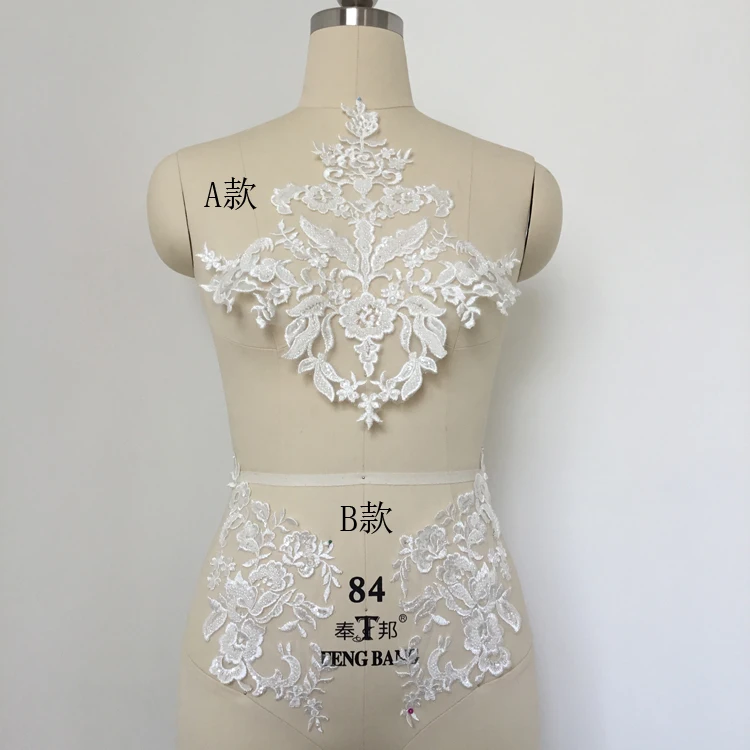 White Flower Beads Embroidery Lace Fabric Applique For Wedding Dress Sewing On Accessories Patches DIY Clothing Appliques Nice! | Дом и сад