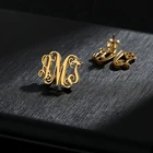 Personalized Jewelry Brincos Boucle d'oreille Gold Stainless Steel Oorbellen Silver Initial Monogram Earrings For Women Men BFF