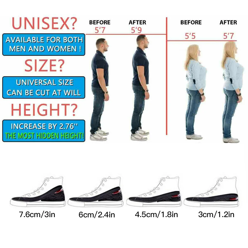2 шт Мужская обувь корректирующая подъем стелька Подушка увеличивающая рост