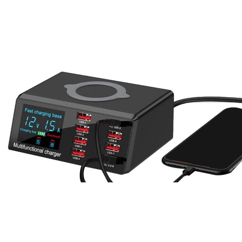 

Multi Fast USB Charger Quick Charge 3.0 Phone Charging Station Led Display USB Smart Wireless Charger EU Plug