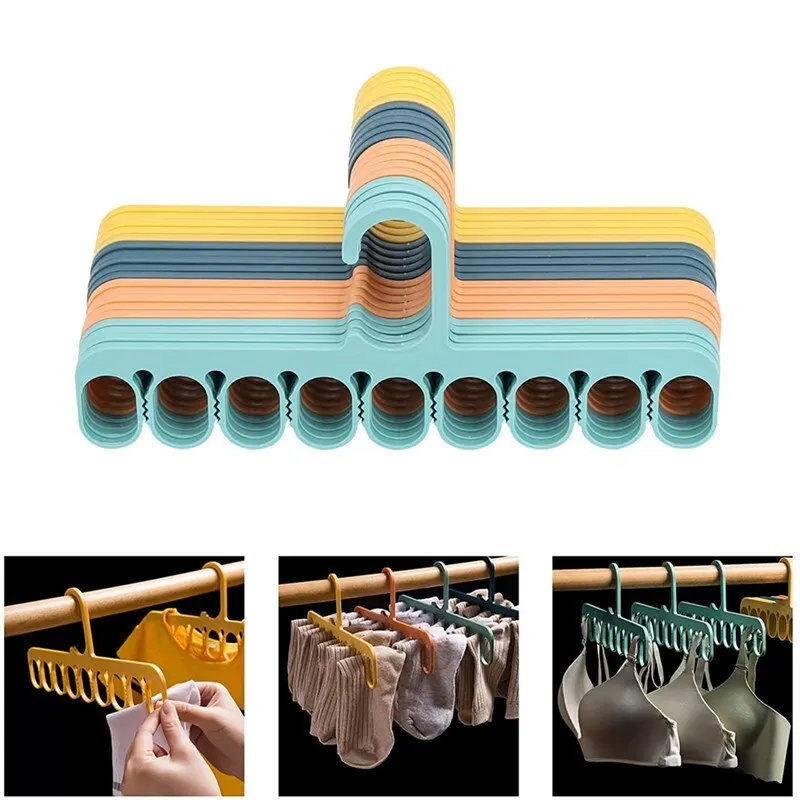

10 Pieces Porous Hangers and Multi-clip Hangers Clothes Support Clothes Hanger Anti-slip Clothes Hanger Suit Floor Hanger
