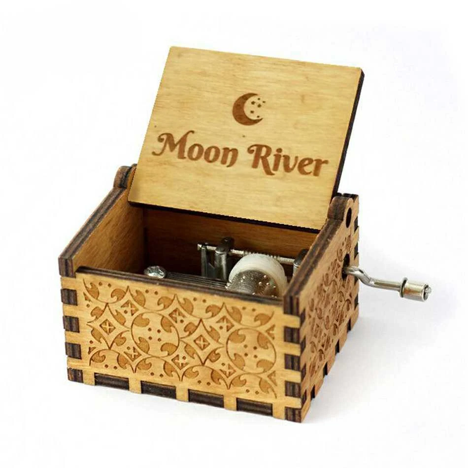 Moon River Горячая игра "Тролли" коробка музыкальный подарок на день рождения фон для фотостудии с изображением старого резьба ручки коробка зарядка музыкальная шкатулка - Цвет: Moon River