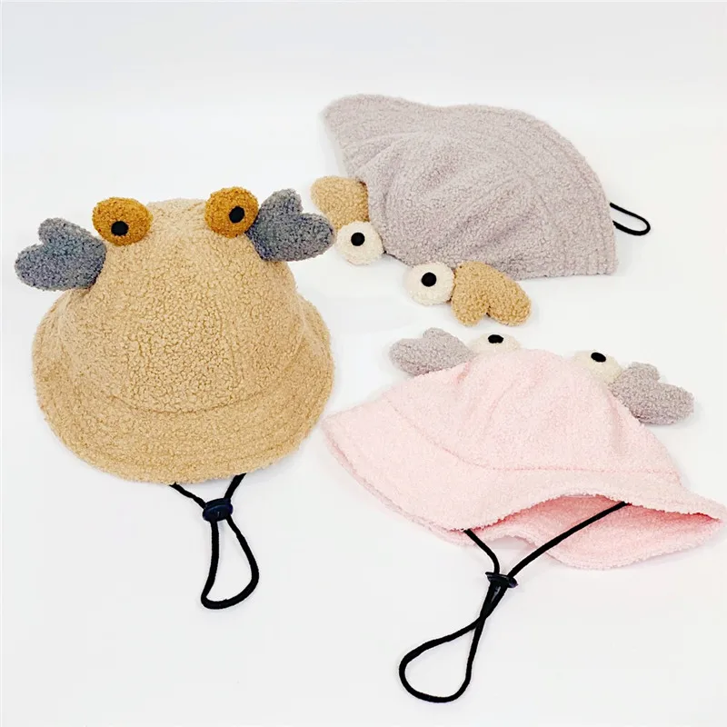 Детская шапка ведро зимняя из овечьей шерсти для мальчиков и девочек детская с