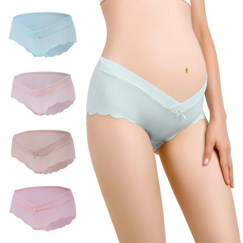 

4 PCS Women Faja Postparto Low Waist Pregnant Under The Bump Cotton Maternity Underwear Pregnant Breathable Pregnancy Panties