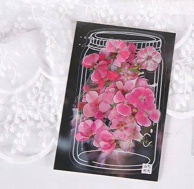 

40PCS/LOT Pink Sakura Wild Flowers Theme PVC Stickers Set