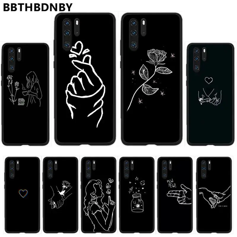 

Black and white lines love Phone Case For Huawei Y5 Y6 II Y7 Y9 PRIME 2018 2019 NOVA3E P20 PRO P10 Honor 10