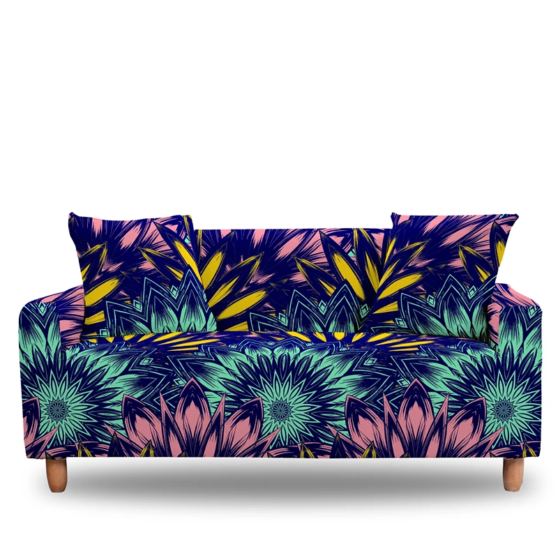 Multicolor Flowers Elastic Sofa Cover For Living Room Full-cover Stretch Corner Couch Covers Universal Slipcovers 1/2/3/4 Seats | Дом и сад
