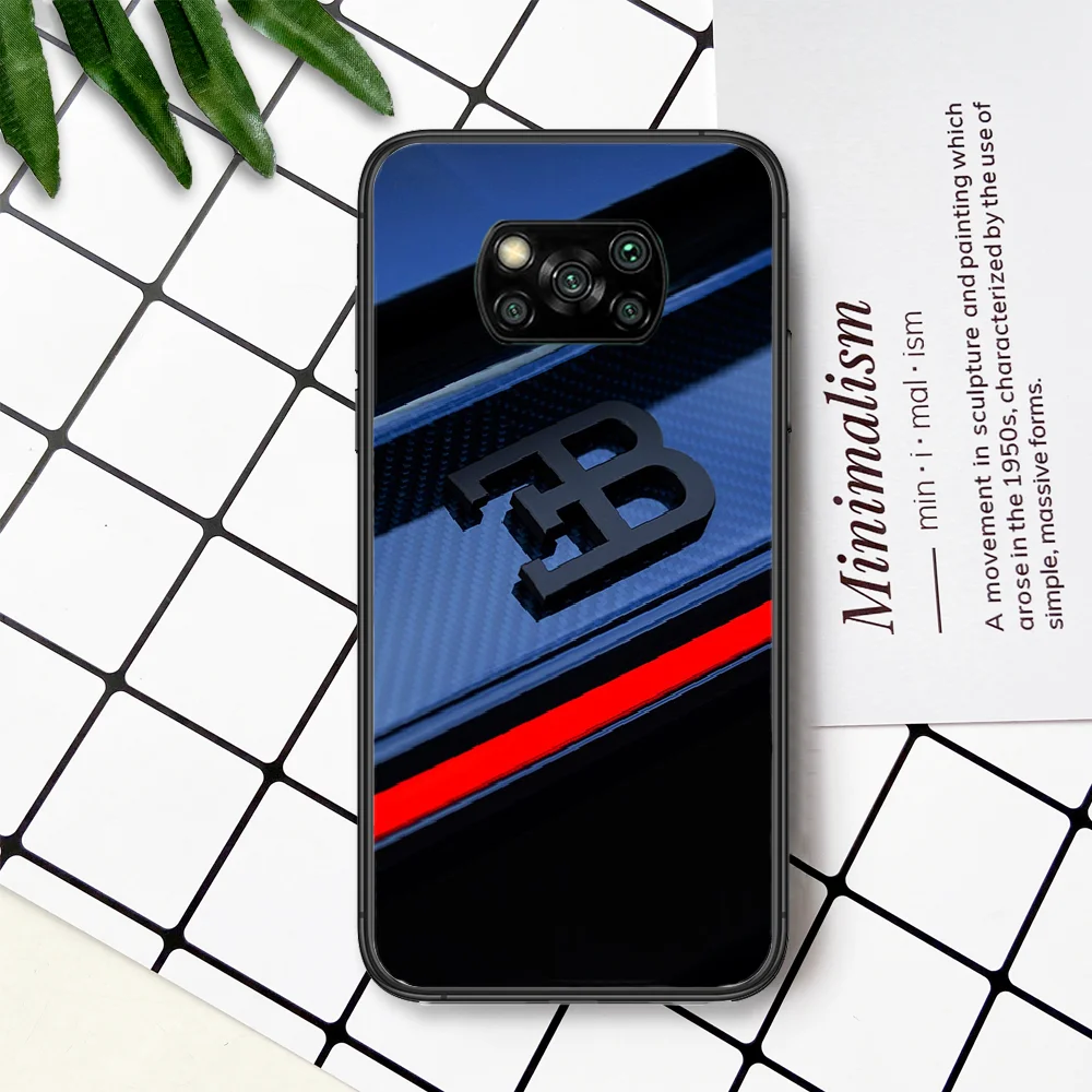 

Sports Car B-Bugattis Logo Phone Case For Xiaomi Mi Note 10 A3 9 MAX 3 A2 8 9 Lite Pro Ultra black Back Tpu Coque Silicone